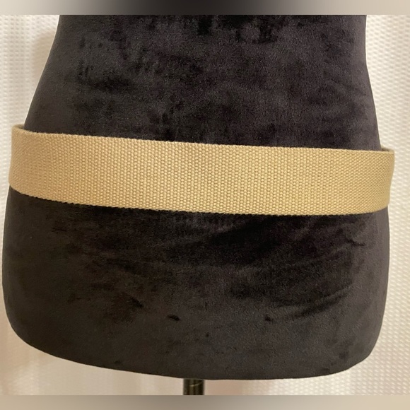 Canvas Beige 1 1/2” Belt Enamel Floral Filigree Buckle Boho Size M/L - Picture 4 of 7